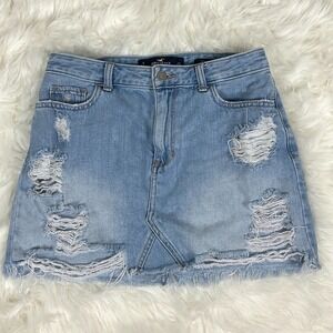 Hollister Distressed Mini Denim Skirt